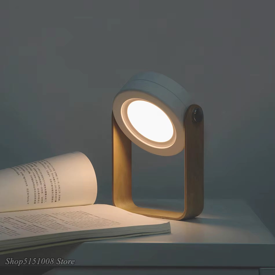 New Creative Wood Handle Foldable Night Lights Reading Lamp Portable Lantern Lamp Telescopic Folding Led Table Lamp USB Charging